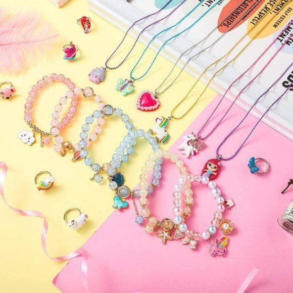 New 18 Pcs Kids Jewelry for Girls Necklaces Bracelets and Rings Set with… - Picture 1 of 6